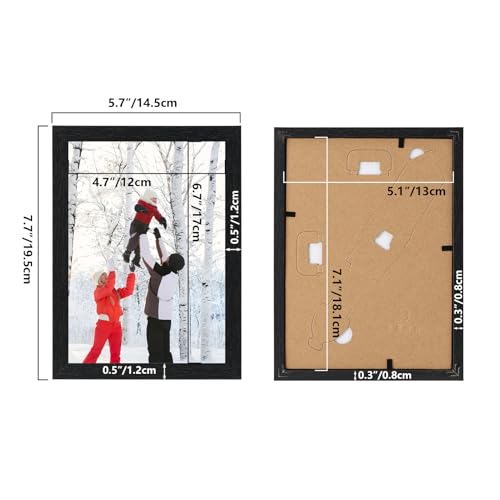 PHAREGE 5x7 Picture Frame Bulk Black Set of 18 MDF Wood Grain Frame for Display 5 by 7 Family Wedding Photos on Tabletop or Wall - Image 3