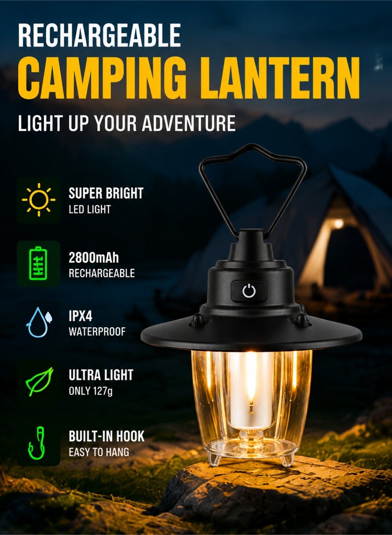 FDsport مصباح تخييم LED قابل لإعادة الشحن 3000mAh مقاوم للماء مصباح خيمة محمول مع خطاف 3 أوضاع إضاءة قوي للإضاءة للطوارئ والتخييم والسفر والصيد - Image 1