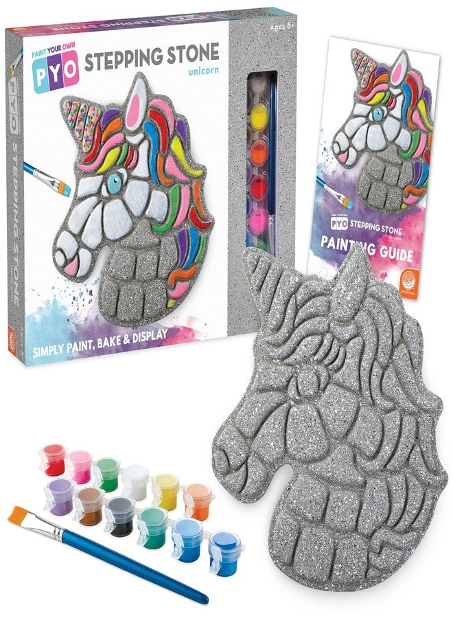 MindWare Paint Your Own Stepping Stone Unicorn - Kit Includes Weather Proof Stone, Paint and Brushes - Image 1