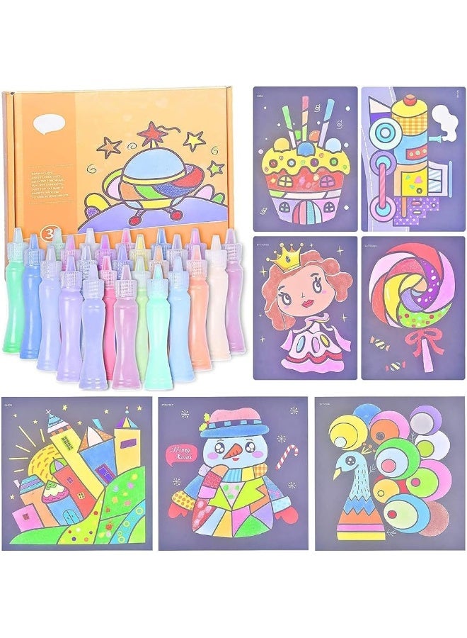 TOPTIME Sand Art Kits for Kids, 24 Bottles Colored Sand 41 Sheets Sand Art Painting Cards, Sand Art Kit Kids' Sand Art Kits Colored Sand Art Kit for Children Art Toy for Boys Girls DIY Arts and Crafts - Image 5