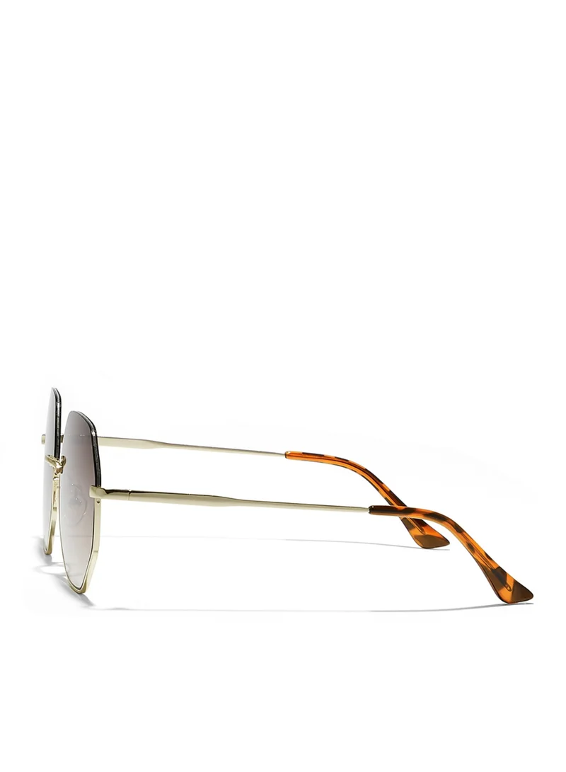 Blackout HEXA Women Japanese Gold Sunglasses - Frame Material: Metal- Frame Color: Japanese Gold-Lens Color: Brown - Full Rim