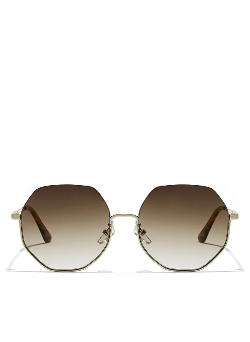 Blackout HEXA Women Japanese Gold Sunglasses - Frame Material: Metal- Frame Color: Japanese Gold-Lens Color: Brown - Full Rim