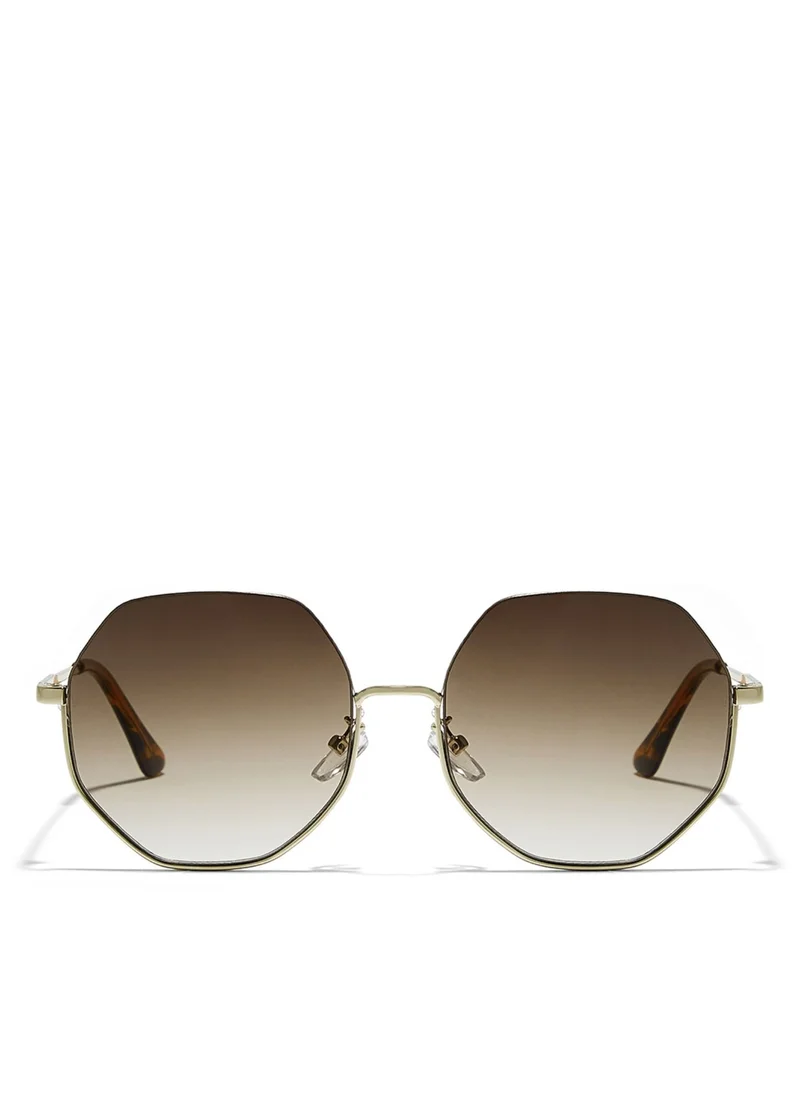 Blackout HEXA Women Japanese Gold Sunglasses - Frame Material: Metal- Frame Color: Japanese Gold-Lens Color: Brown - Full Rim