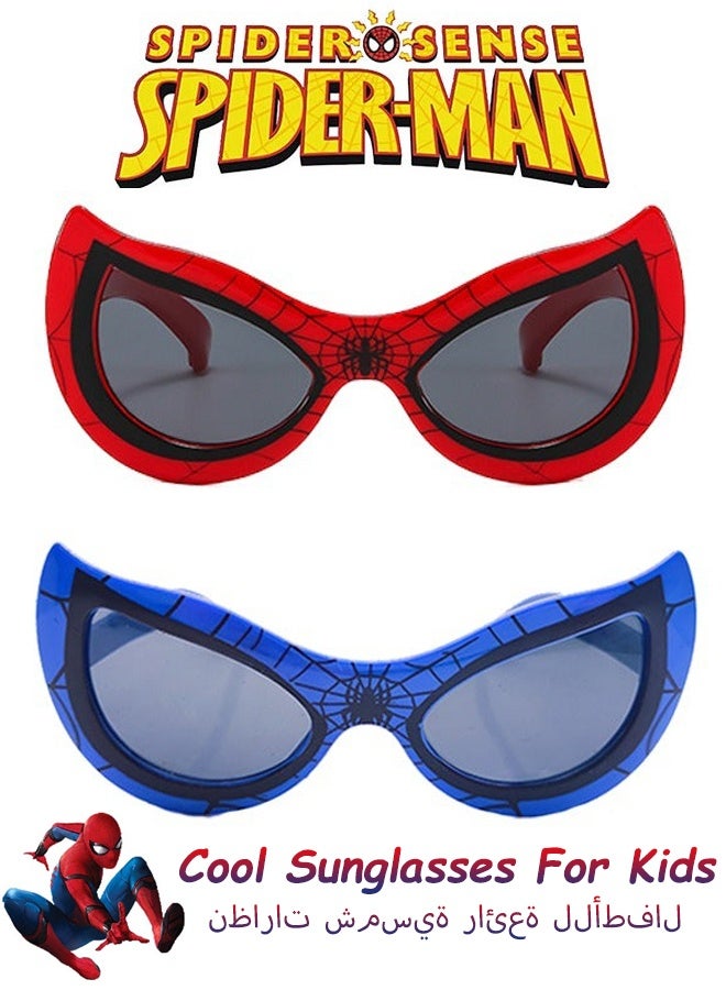 الرجل العنكبوت استخدم النظارات الشمسية المضادة للأشعة فوق البنفسجية للأطفال الأبطال الخارقين النظارات الكرتونية للأطفال 'اللعب في الهواء الطلق حفلات عيد الميلاد المناسبات الزنية رحلات الشاطئ اليومية الزي غير الرسمي، الأحمر والأزرق - Image 1