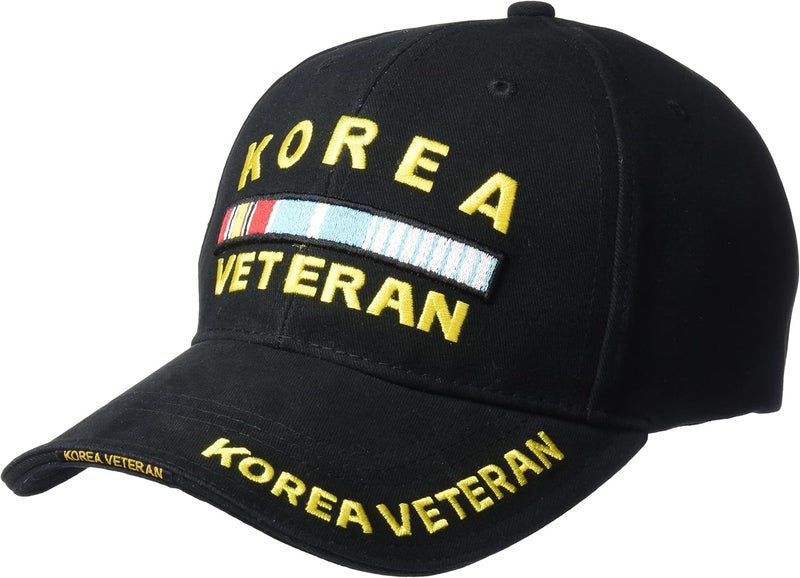 ROTHCO Rothco Deluxe Korea Veteran Low Profile Cap Black Korean War Army Ribbon Vet Hat  - Image 1