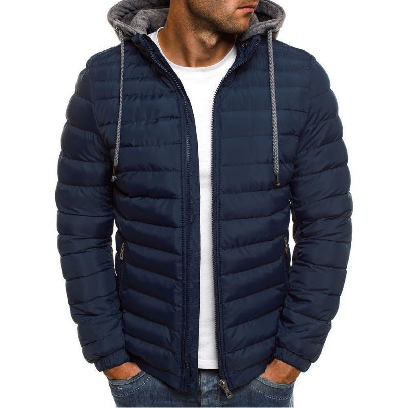 New European Size Mens Fashion Jacket, Quilted Quilted Quilted Quilted Quilted Quilted Jacket, Winter Warm Cotton Outwear Lake blue - Image 4
