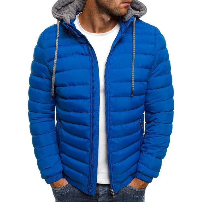 New European Size Mens Fashion Jacket, Quilted Quilted Quilted Quilted Quilted Quilted Jacket, Winter Warm Cotton Outwear Lake blue - Image 3