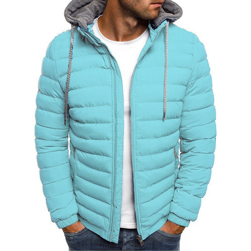 New European Size Mens Fashion Jacket, Quilted Quilted Quilted Quilted Quilted Quilted Jacket, Winter Warm Cotton Outwear Lake blue - Image 1