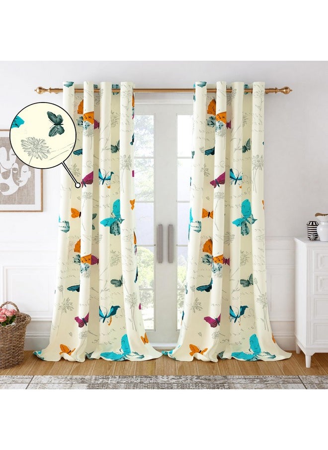 Story@Home Story@Home Door Curtains 7 Feet Long Set of 1 | Bohemian Curtains | Floral Design Cotton Curtain | Light Filtering Curtain for Door | Curtains for Living Room | (116 x 215 cm, White & Pink)  - Image 1
