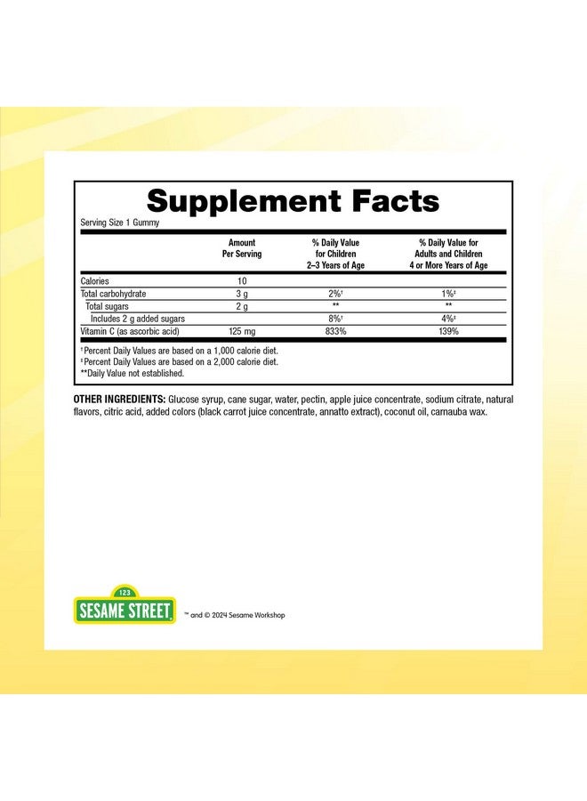 Webber Naturals Sesame Street Vitamin C Gummies for Kids 2+, 125 mg of Vitamin C per Gummy, 6 Month Supply, Free of Gluten, Dairy, Peanut & Gelatin, Immune Support, 180 Gummies - Image 3