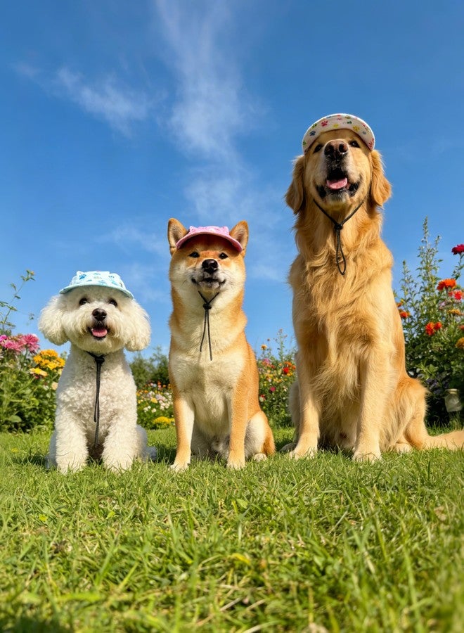 PET SHOW Paw Print Dog Baseball Cap Dog Visors for Medium Small Dogs Summer Waterproof Pet Sun Hats with Ear Holes Adjustable Drawstring Boy Girl Puppy Hat - White/L - Image 5