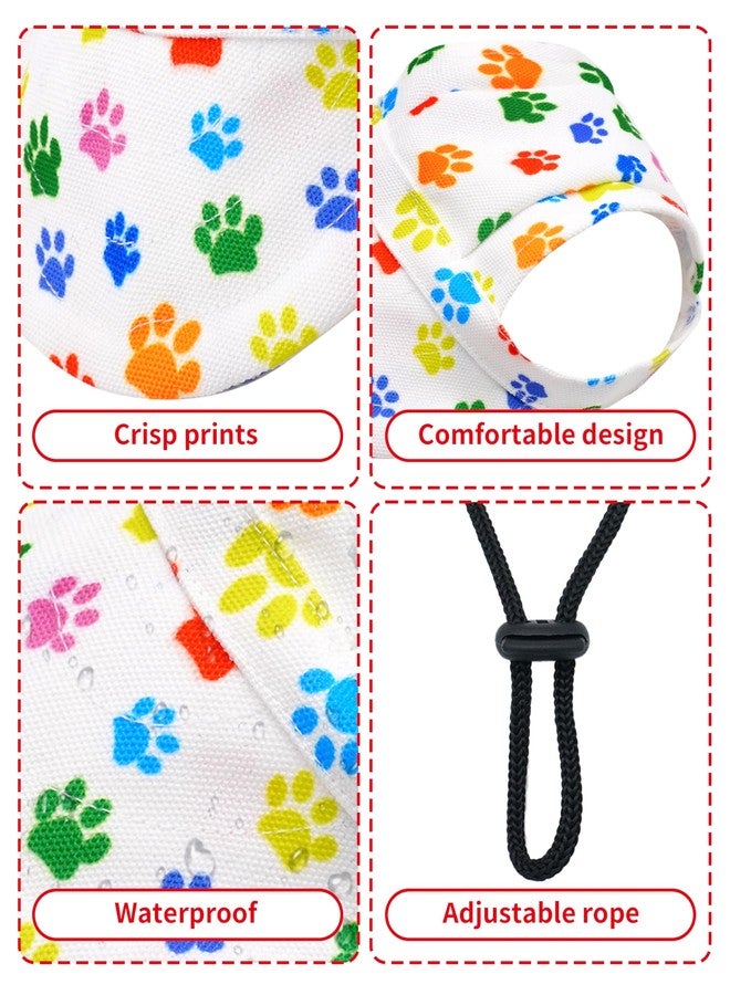 PET SHOW Paw Print Dog Baseball Cap Dog Visors for Medium Small Dogs Summer Waterproof Pet Sun Hats with Ear Holes Adjustable Drawstring Boy Girl Puppy Hat - White/L - Image 4