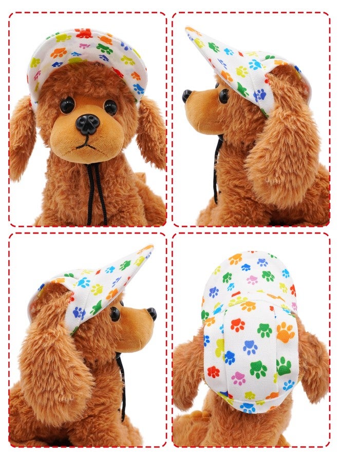 PET SHOW Paw Print Dog Baseball Cap Dog Visors for Medium Small Dogs Summer Waterproof Pet Sun Hats with Ear Holes Adjustable Drawstring Boy Girl Puppy Hat - White/L - Image 3