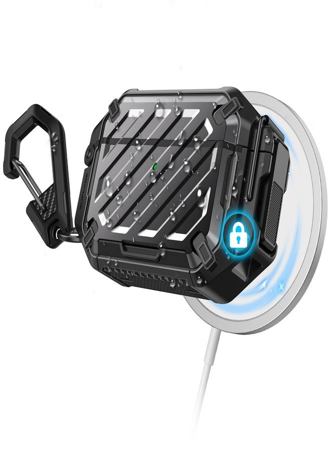 سوبكيس حافظة SUPCASE لسماعات AirPods Pro 3 مع قفل وحلقة تثبيت، [مقاومة للماء IP68] [حماية عسكرية] [تدعم الشحن اللاسلكي] غطاء صلب مضاد للخدش لسماعات AirPods Pro الجيل الثالث، أسود - Image 1