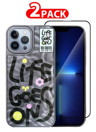 2 Pack For iPhone 13 Pro Max Case Cover and Screen Protector Letter Phone Case Creative Soft Back New Design Shell Durable and Fashionable Case/Life Goes On - pzsku/Z9811458C2F151700A5B4Z/45/_/1712041586/458afe88-ca48-4ba8-929d-e7fef602c0cf