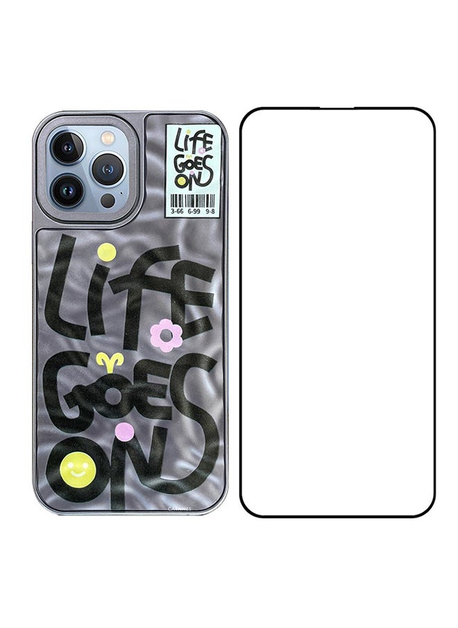 2 Pack For iPhone 13 Pro Max Case Cover and Screen Protector Letter Phone Case Creative Soft Back New Design Shell Durable and Fashionable Case/Life Goes On