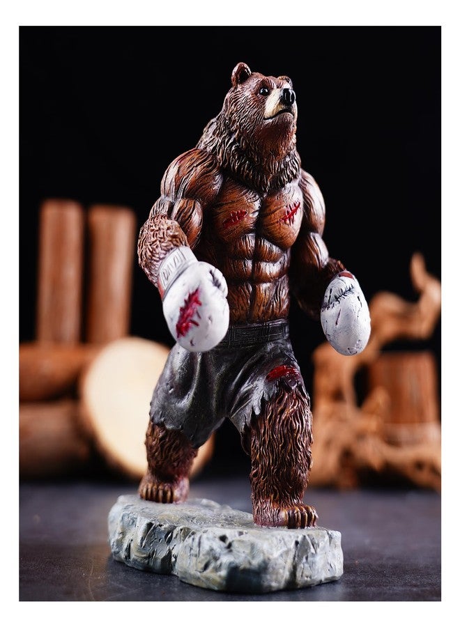 Coniuty Bear Statue, Resin Abstract Animal Boxing Sculpture for Home and Office Decor, on Table, Shelf, Cabinet and Window Stand (Grizzly Bear) - Image 1