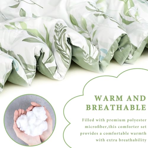 DILIMI Twin Comforter Set for Girls, Reversible 5 Pieces Comforter Twin Size Bed, Green Leaf Ultra Soft Twin Bedding Sets with Comforter, Flat Sheet, Fitted Sheet, 2 Pillowcase - Image 2