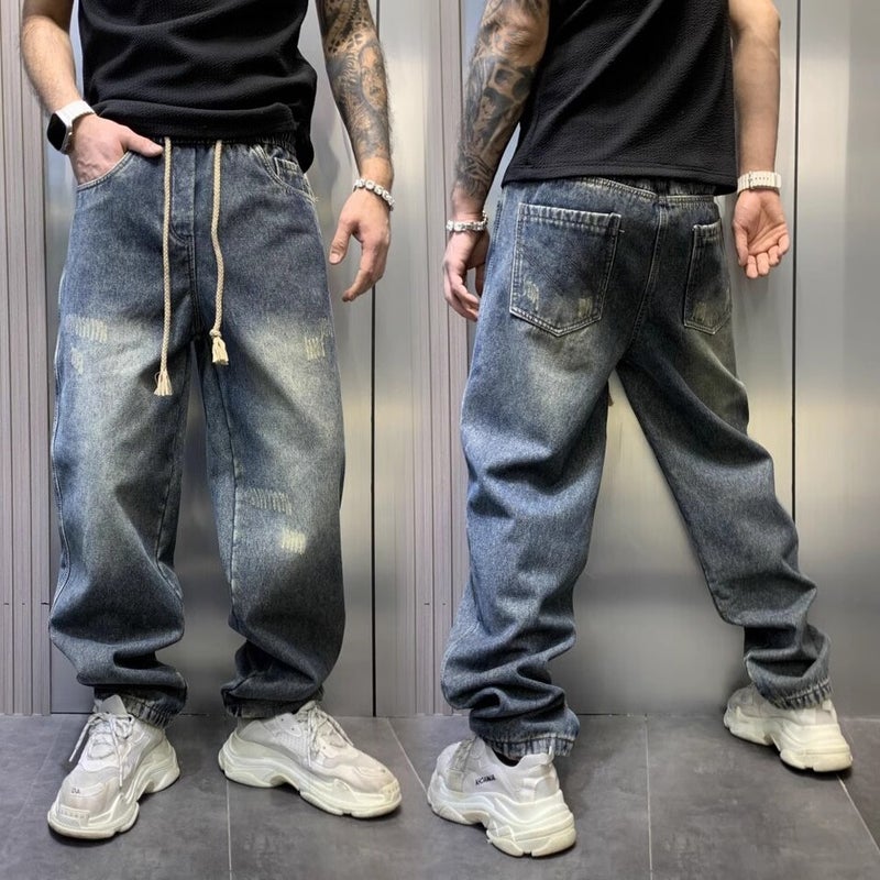 Unisex Classic Denim Jeans Loose Fit Daily Outdoor Wear - Image 1