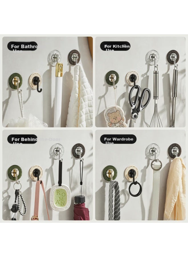 Bydoll Light Luxury Adhesive Hooks, Heavy-duty No-drill Bathroom Wall Hooks, 4-pack Mixed Colors For Behind Doors And Walls - Image 2