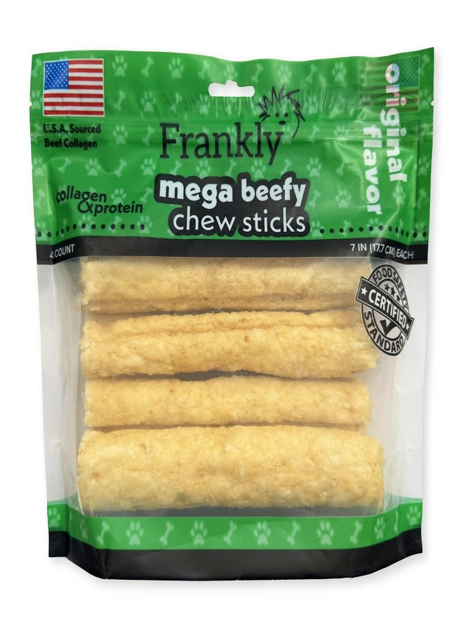 Frankly Original Pet - Natural Flavored Mega Beefy Chew Stick for Dogs - High Protein Collegen Packed - Made in The U.S.A. - 4 Count 7" Stick - Image 1