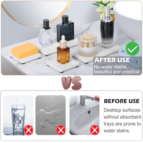 Lyxel 4PCS Stone Drying Tray for Bathroom Sink and Kitchen Counter, Fast Drying Diatomite Stones Soap Trays, Diatomaceous Coaster, Vanity Trays, Water Absorbing Stone Tray for Sink - Image 5