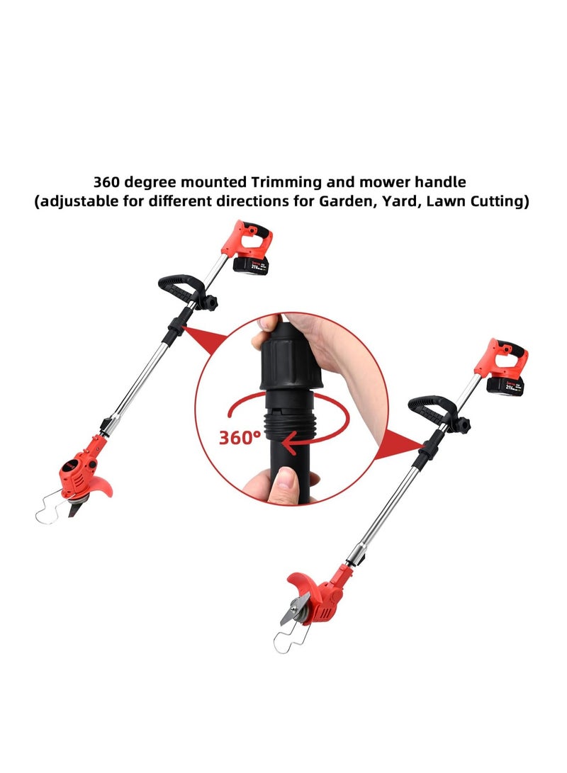 Generic Grass Cutter Weed Eater Battery Powered,21v Trimmer Edger Lawn Tool,3-in-1 Grass Trimmer/Wheel Edger,4.0 Ah Battery,for Garden,Yard Trimming,Lawn Cutting(Red)  - Image 5