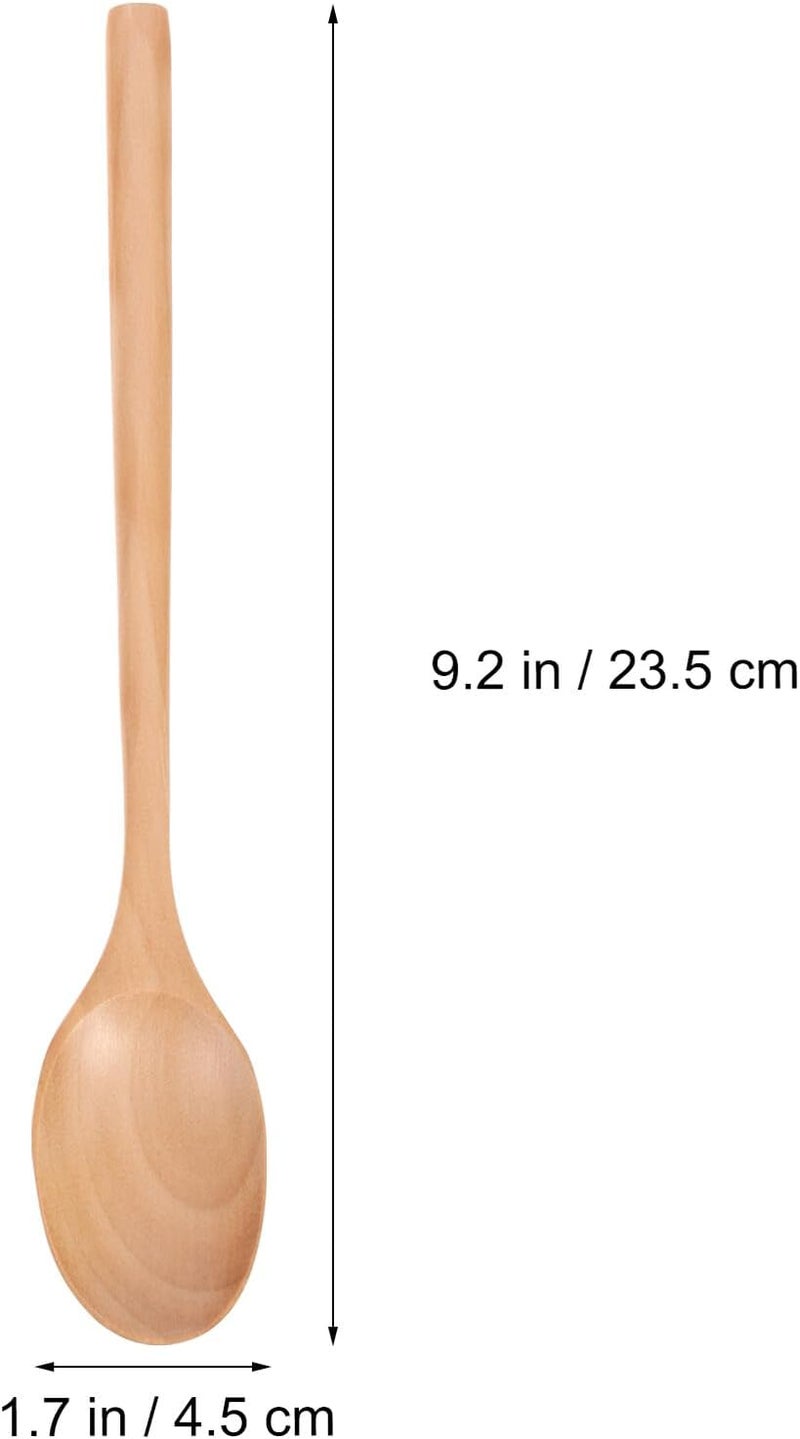 6pcs Long Handle Wood Soup Spoons Set, Natural Hardwood Multi-function Portable Wooden Spoons for Household Cooking and Dining - Image 2