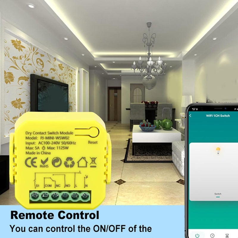 وحدة تبديل الريلاي WiFi YWBL-WH، مفتاح ريلاي ذكي بملامس جافة للأجهزة المنزلية، التحكم عبر تطبيق الصوت، اتصال WiFi بتردد 2.4GHz، وظيفة تحديد المواعيد - Image 5