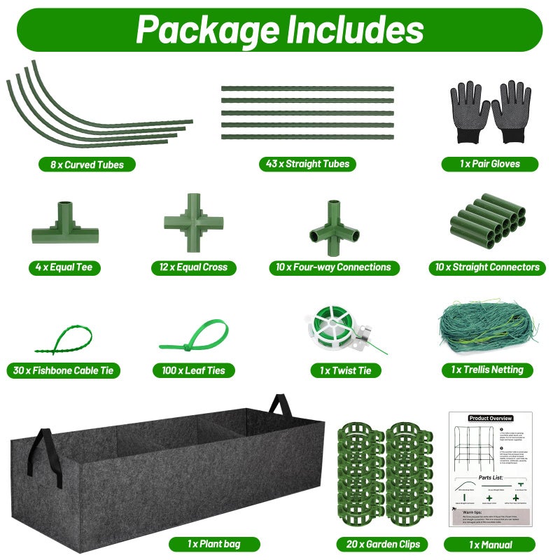 LifeisLuck U-Shape Cucumber Trellis with Fabric Raised Garden Bed 65x50 Inch Metal Garden Arch Trellis with Net, Climbing Plants Vegetables Heavy-Duty Outdoor Plant Support for Pea, Grape, Squash, Tomatoes - Image 5