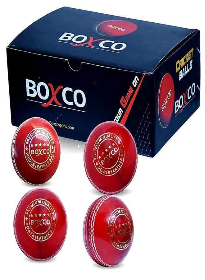 BOXCO Power Hand Stiched Four Piece Cricket Leather Ball for T20, One Day and Test Matches (Red) (Pack of 1) - Image 4