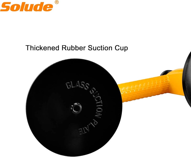 SOLUDE 2 Pack Glass Suction Cup,Aluminium Heavy Duty Vacuum Lifter for Moving Glass/Window/Tiles/Mirror/Granite,Double Gripper Sucker Plate,Yellow - Image 4