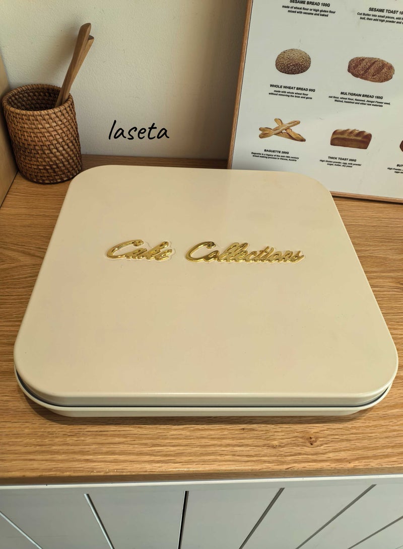 Laseta Square Basb Baking Tray with Cutter , 31CM (Beige） 