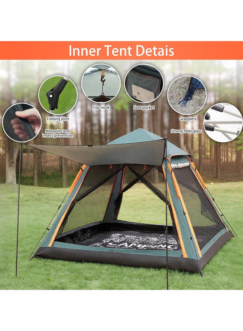 واكيمي خيمة تخييم كبيرة جدًا، سهلة التركيب في 5 دقائق، تتسع من 5 إلى 8 أشخاص، مقاومة للعوامل الجوية، مزودة بغطاء مطري وحقيبة حمل، مساحة رأس أكبر بنسبة 20% من المظلات التقليدية، خيام عائلية للنزهات الخارجية، تجمعات عائلية، خيمة كبيرة مزدوجة الطبقات. - Image 3