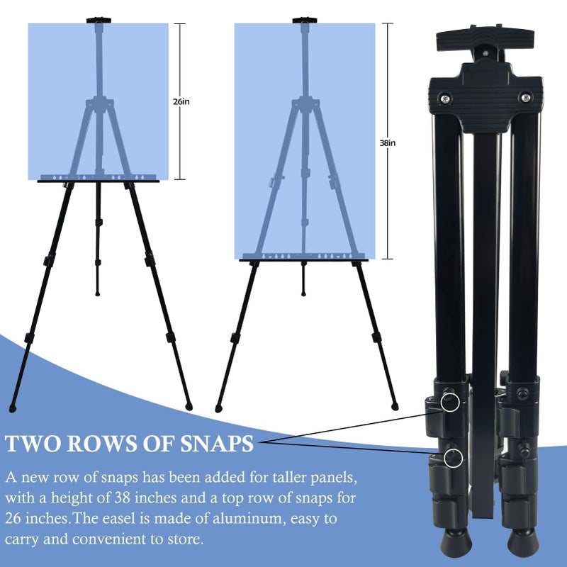 Ns Jymb Art Painting Display Artist Easel Stand,Ns Jymb Portable Metal Adjustable Easels for Painting Canvases Height from 17 to 66 Inch - Carry Bag for Table-Top/Floor Displaying and Wedding Signs - Black - Image 5