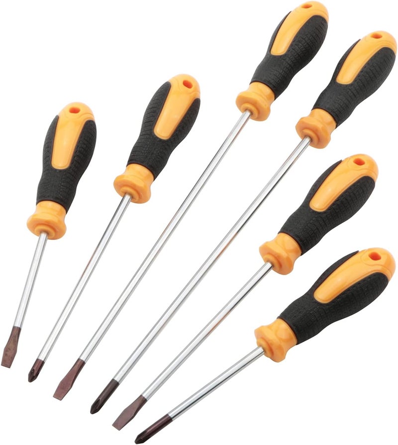 NewZoll 6Pcs Screwdriver Tool Set Strong Magnetic Screwdriver Tip Screw Drivers 3 Phillips  3 Flathead Tips Screwdriver Kit for Automotive Repair Home Craft improvement - Image 1