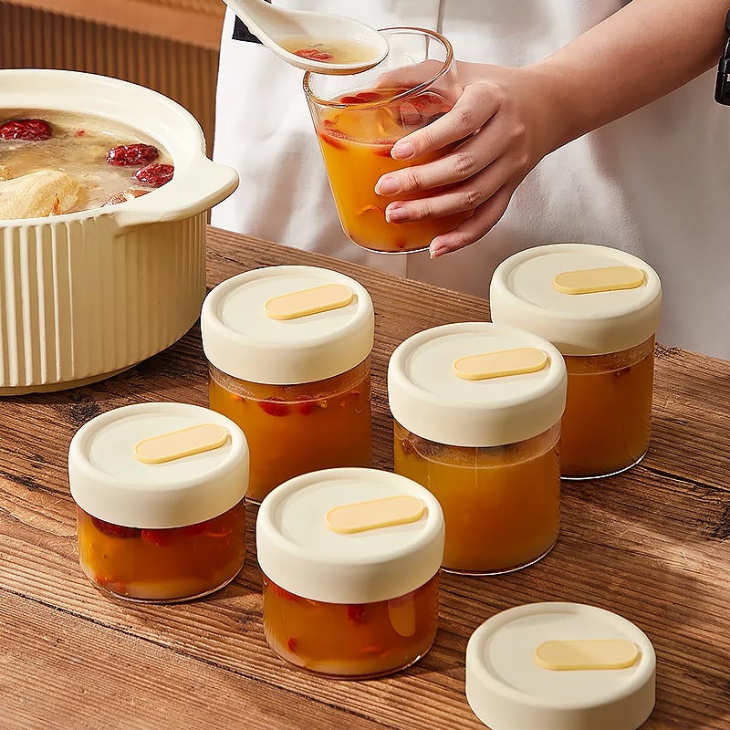 وعاء زجاجي لحساء التجميد، زجاج بوروسيليكات، أسطواني، 240ml-600ml - Image 1