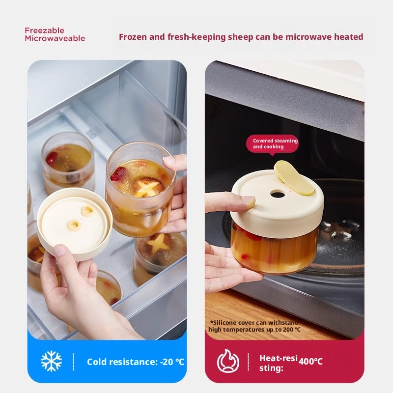 وعاء زجاجي لحساء التجميد، زجاج بوروسيليكات، أسطواني، 240ml-600ml - Image 3