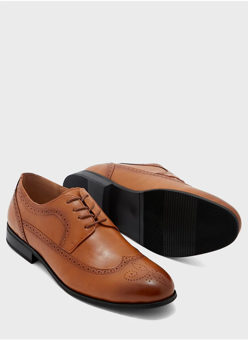 Robert Wood Faux Leather Wing Cap Formal Lace Ups
