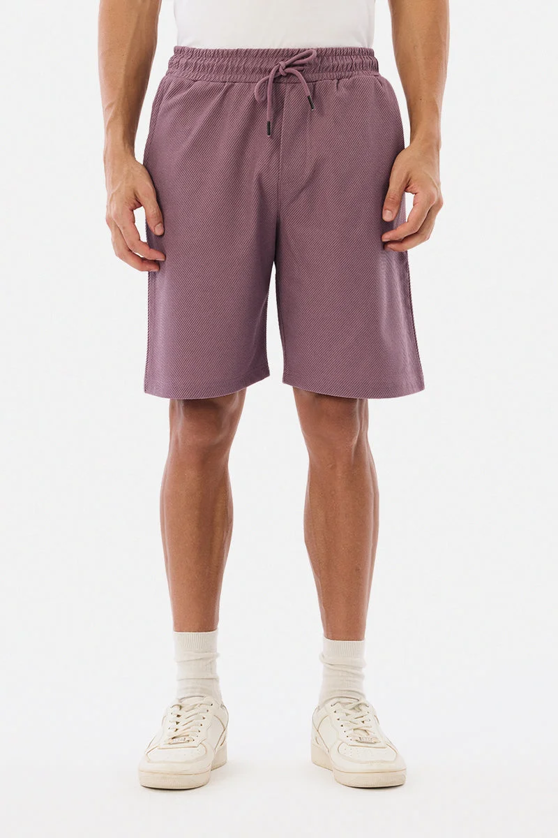 SNITCH Lavender Regular Fit Textured Shorts for Men | Best Price UAE