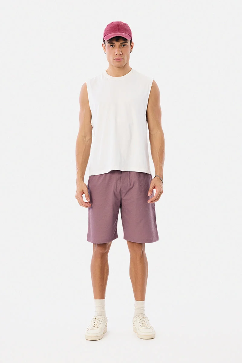 SNITCH Lavender Regular Fit Textured Shorts for Men | Best Price UAE