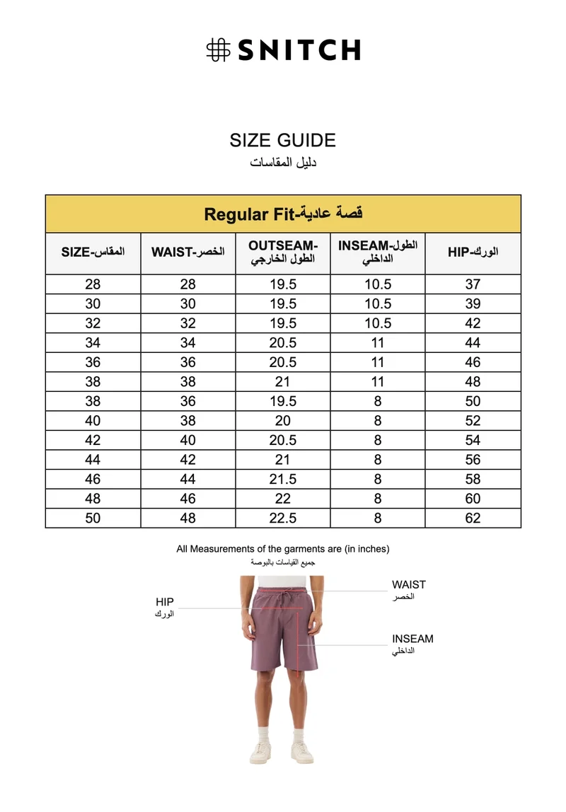 SNITCH Lavender Regular Fit Textured Shorts for Men | Best Price UAE