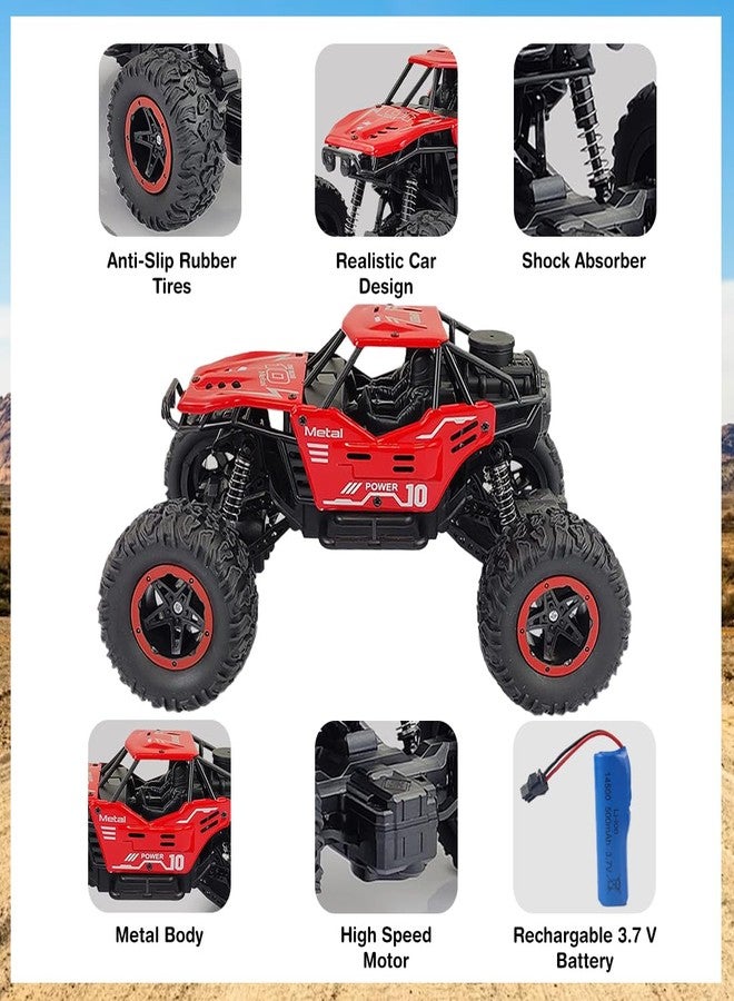 Wembley Remote Control Big Size Rock Crawler Car for Kids - Off-Road RC Monster Truck with Water Mist Smoke Effect, 2WD High Speed, 45° Climbing Toy Car - Red - Image 4
