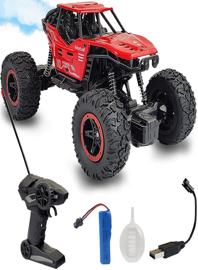 Wembley Remote Control Big Size Rock Crawler Car for Kids - Off-Road RC Monster Truck with Water Mist Smoke Effect, 2WD High Speed, 45° Climbing Toy Car - Red - Image 1