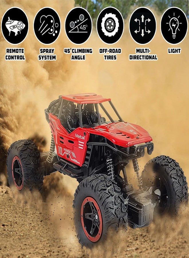 Wembley Remote Control Big Size Rock Crawler Car for Kids - Off-Road RC Monster Truck with Water Mist Smoke Effect, 2WD High Speed, 45° Climbing Toy Car - Red - Image 5