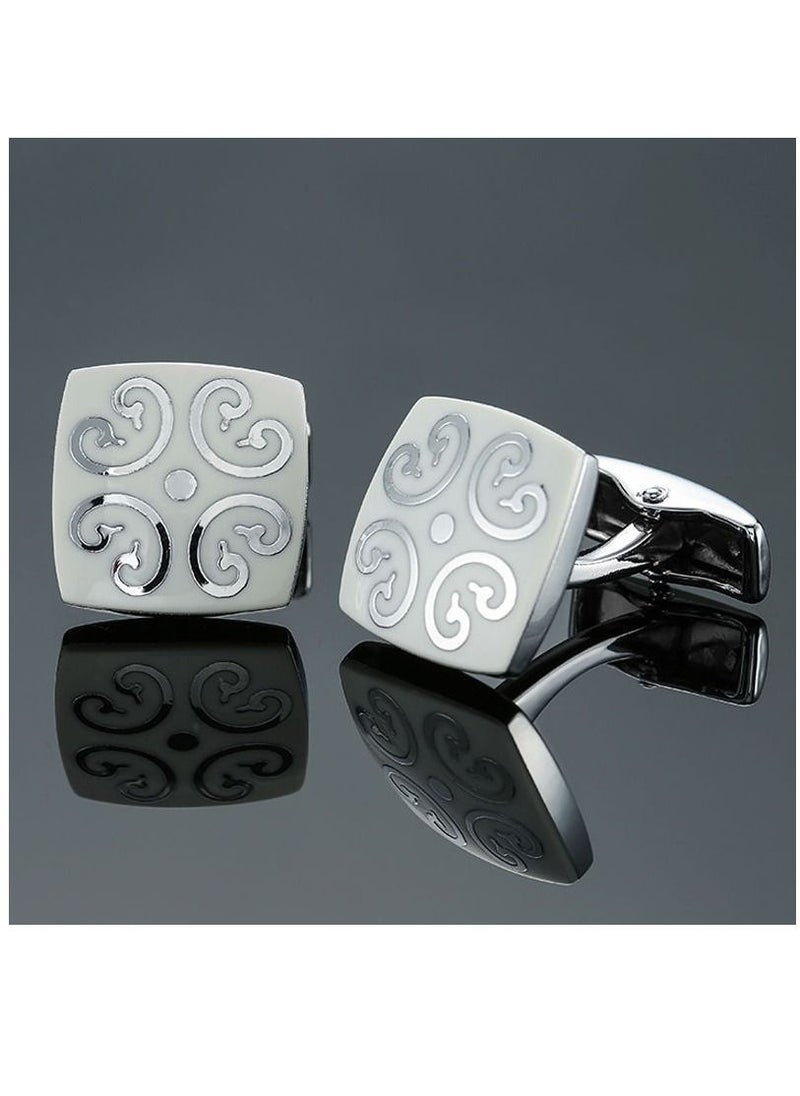 Y&D - French Style Shirt Cufflinks Redwood Carbon Fiber Retro Pattern Cufflinks - Image 1