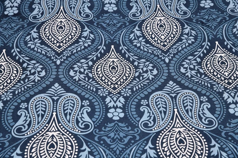 elanorhomes Hand Block Printed 180TC 100% Cotton King Bedsheet | 93x108 Inches | 2 Pillow Covers (Mughal Indigo Garden) - Image 4