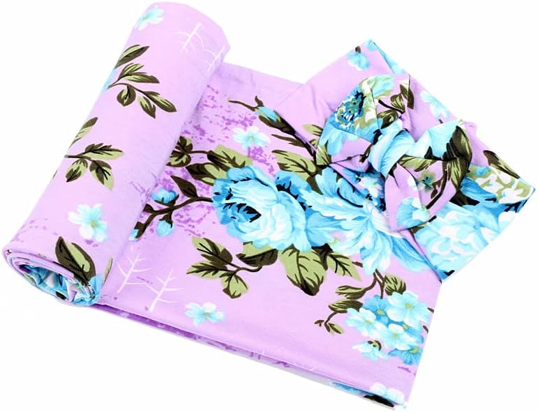 Galabloomer Newborn Baby Sleep Receiving Blanket and Bow Headband Set Baby Swaddle Blanket - Image 4