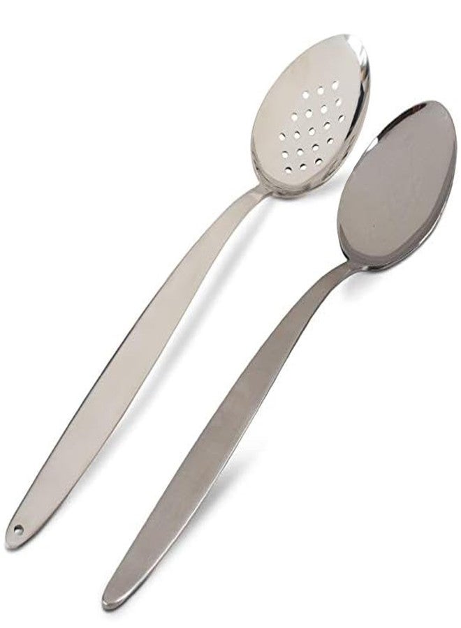 BNAZIND XL-12 inchs Chef Kunz Spoon Set | 2 Pack | Premium Food-Grade 18/10 Stainless Steel | Large Cooking Serving Spoon | Chef Spoons with Ergonomic Long Handle - Image 1