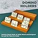 Queensell Domino Holders for Classic Board Games Wooden Domino Racks Set of 4 Mexican Train Dominoes Accessories Domino Trays for Tiles Family Games Large - Image 3